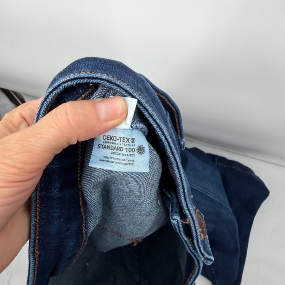 LC Lauren Conrad Wide Leg Jeans High Rise Patch Pocket Denim Blue Size 14 - Picture 9 of 10